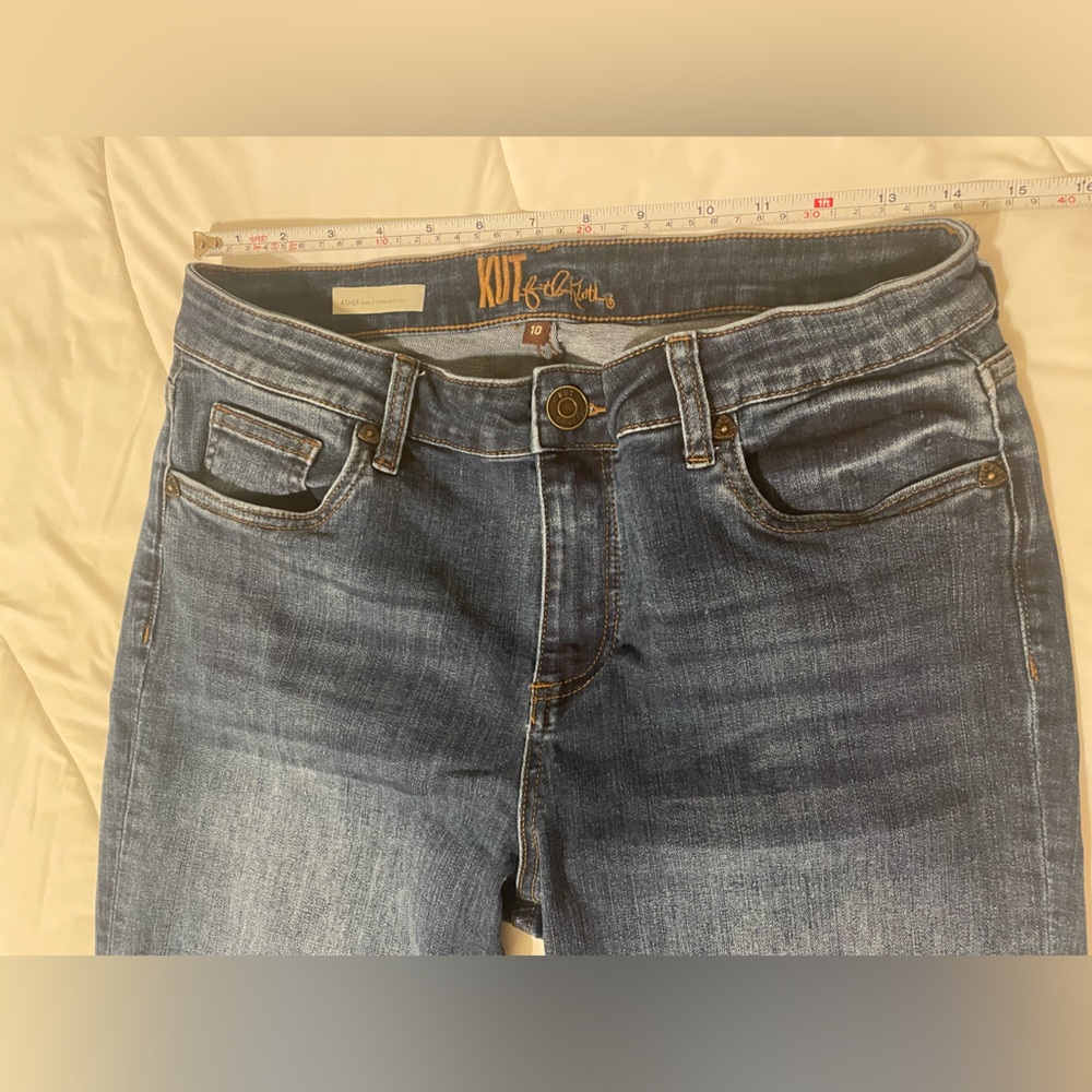 Kut from the Kloth size 10 blue high rise Asher Straight Leg cuffed jeans - Picture 2 of 7